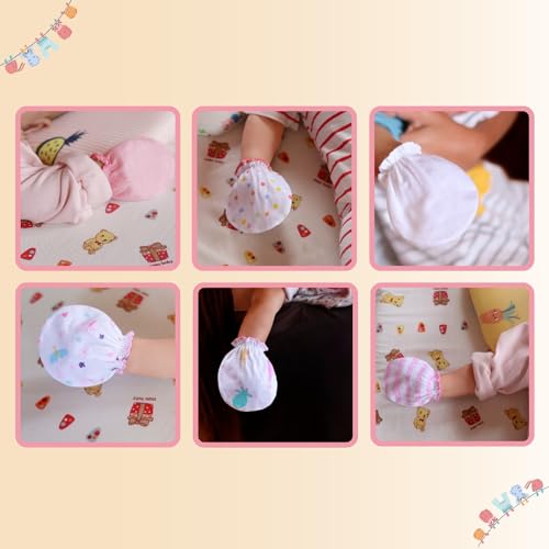 RATIVE Baby Mittens Gloves No Scratch Organic Cotton for Newborn 0-6 Months Baby Essentials Must Haves for Boys Girls (6 Pairs/g46) - Image 5