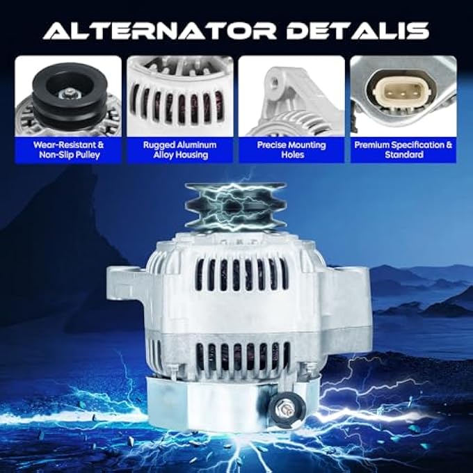 SEHNSUCHT Alternator Replacement New Compatible with Toyota Land Cruiser 4.5L 1993-1997, for Lexus LX450 4.5L 1996-1997, 12V, CW, 80Amp, IR/IF, Replace for 27060-66070, 101211-5270 - Image 2