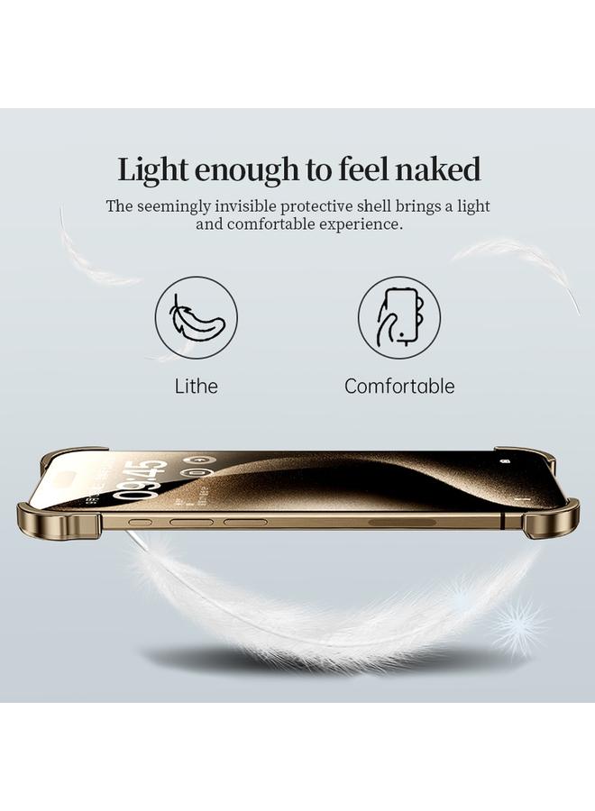S-TOP Case For iPhone 16 Pro Frameless Metal Corner Pad Phone Case with Lens Film - Image 5