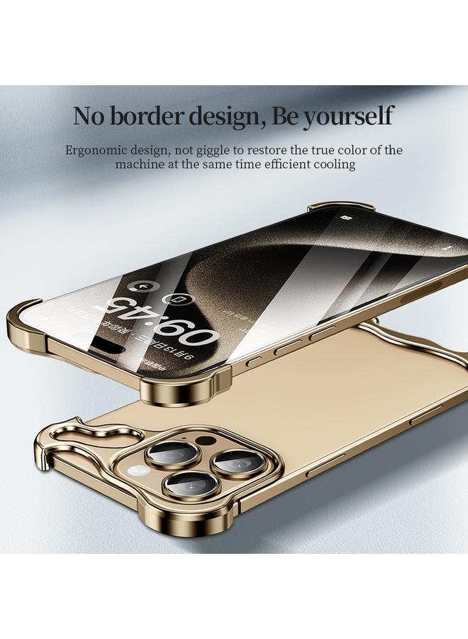 S-TOP Case For iPhone 16 Pro Frameless Metal Corner Pad Phone Case with Lens Film - Image 3