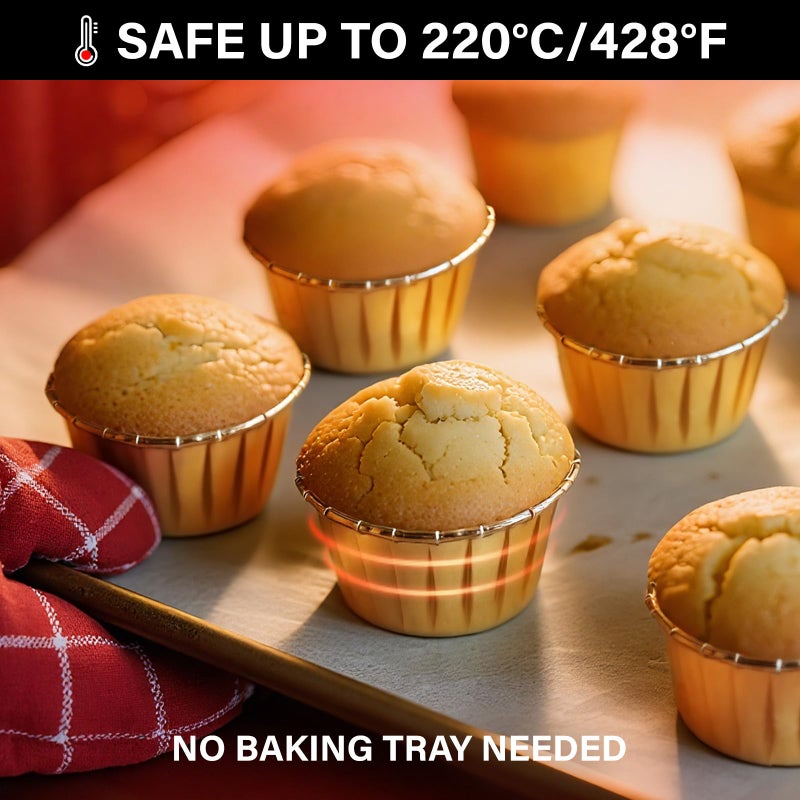 EUSOAR Gold Cupcake Cups, 3.5 Oz 50pcs Disposable Foil Muffin Liners, Gold Cupcake Baking Cups, Ramekin Aluminum Cupcake Tip Pan Ramekin Holders, Little Baking Cups - Image 5