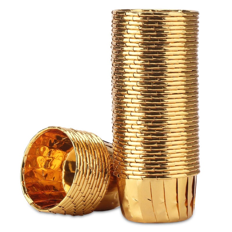 EUSOAR Gold Cupcake Cups, 3.5 Oz 50pcs Disposable Foil Muffin Liners, Gold Cupcake Baking Cups, Ramekin Aluminum Cupcake Tip Pan Ramekin Holders, Little Baking Cups - Image 1