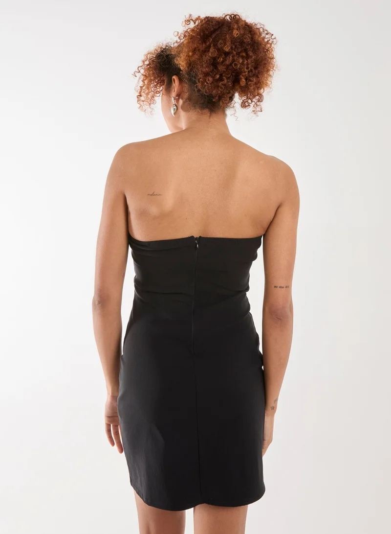 Pink Vanilla Bow Detail Corset Strapless Dress