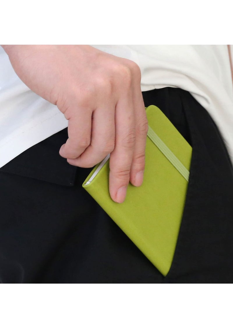Pocket Notebook, 2 Pack Small Notebook with Pen, A6 Size Journal Hardcover Notebook, 3.7”x5.5” Mini Notepad 100Gsm Thick Paper for Office, School (160 Pages, Green) - Image 2