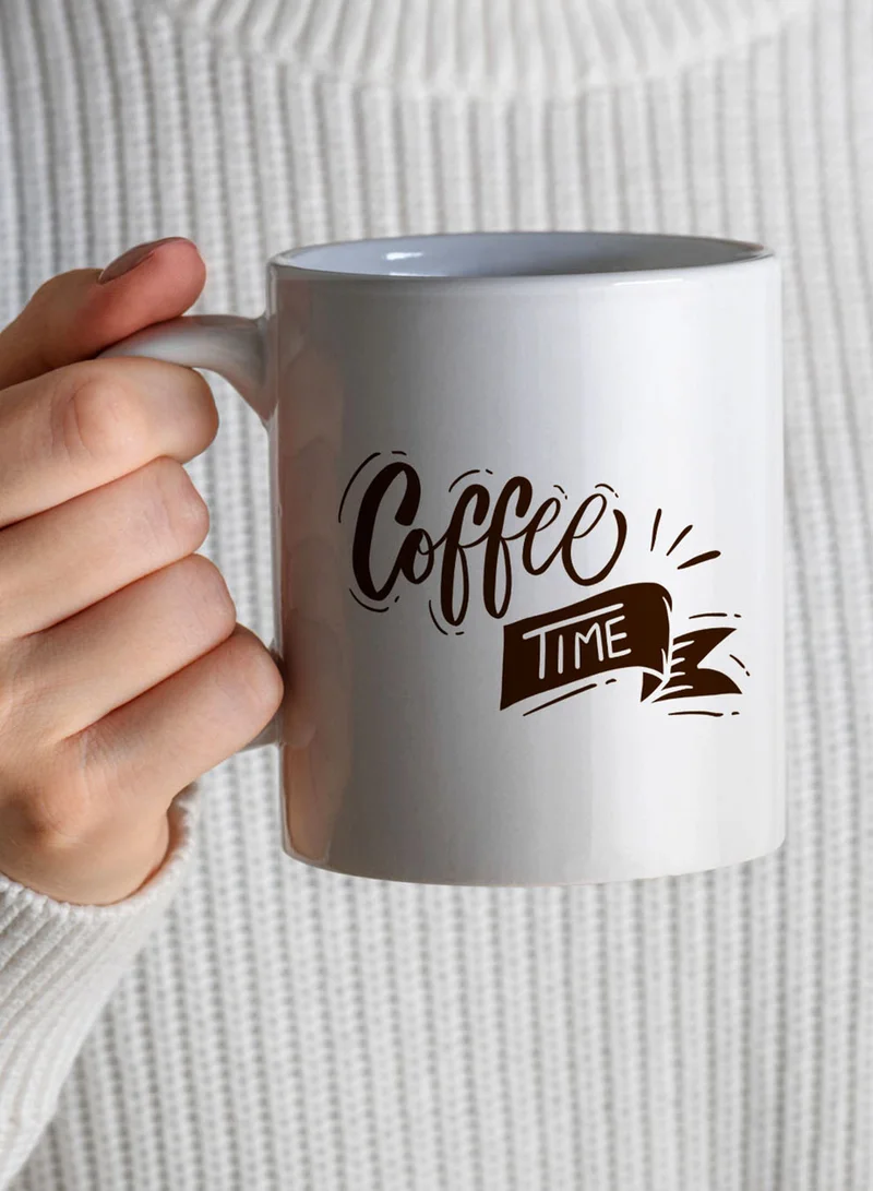LOWHA 11 oz Ceramic Mug with Coffee Time Design