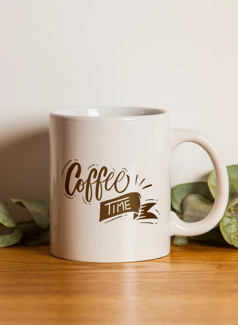 LOWHA 11 oz Ceramic Mug with Coffee Time Design