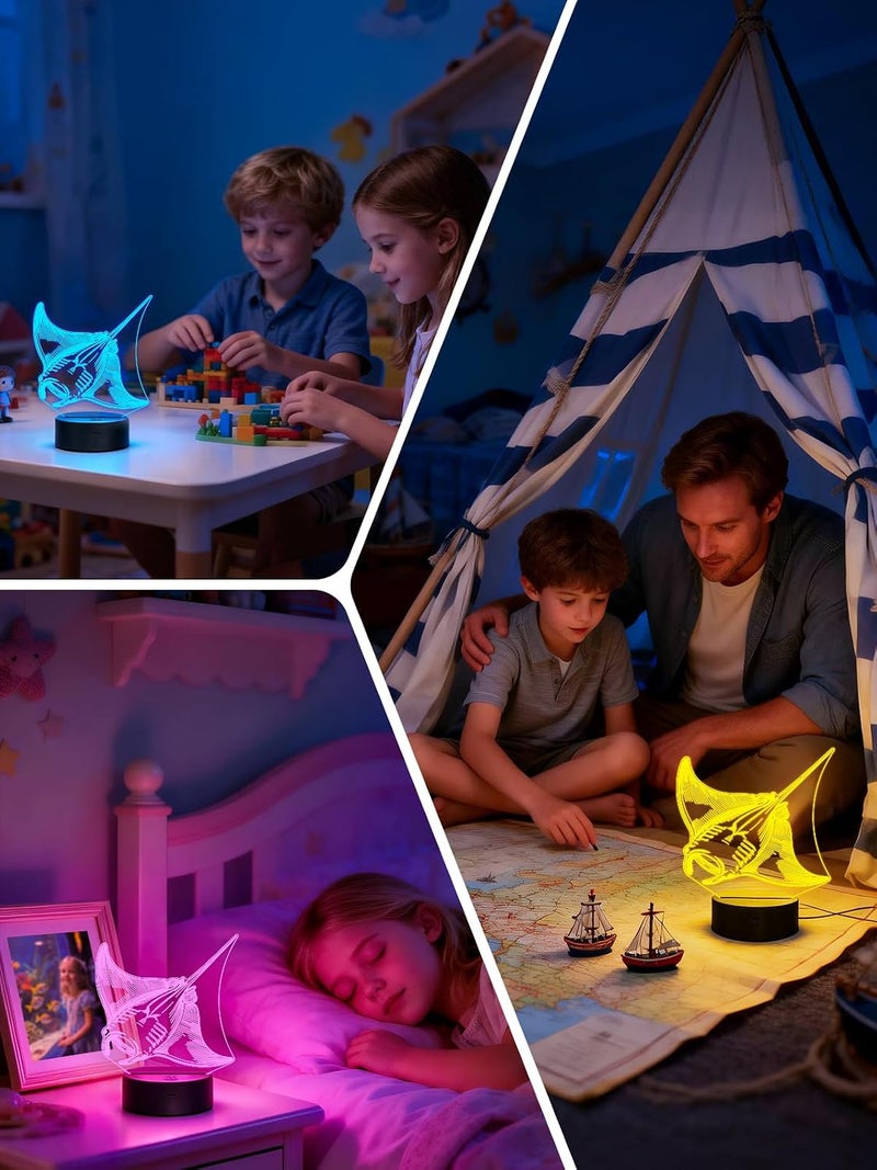 Al Raied ARS® Manta Ray 3D Night Light - 16 Colors Changing Touch Dimmable Table Lamp for Manta Ray Lovers - Image 3