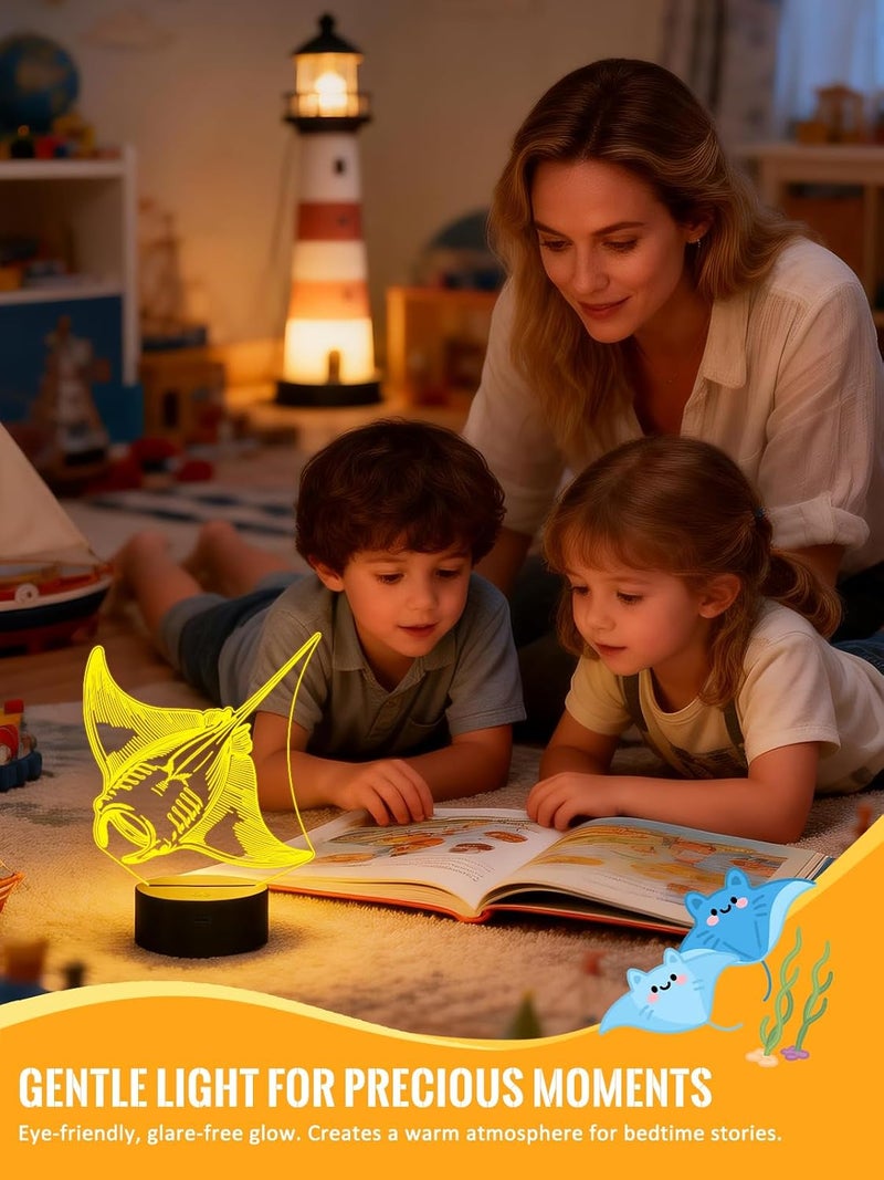 Al Raied ARS® Manta Ray 3D Night Light - 16 Colors Changing Touch Dimmable Table Lamp for Manta Ray Lovers - Image 2