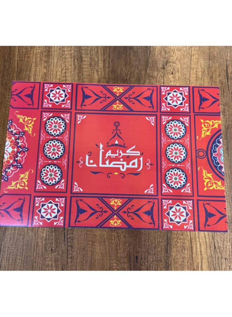 طقم 4 مفارش بلاستيك رمضانية بنقوش إسلامية – منتجع متعدد الاستخدامات للثلاجة والطاولات - Image 1