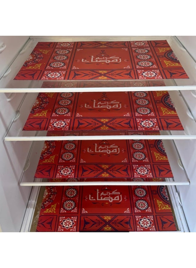 طقم 4 مفارش بلاستيك رمضانية بنقوش إسلامية – منتجع متعدد الاستخدامات للثلاجة والطاولات - Image 2