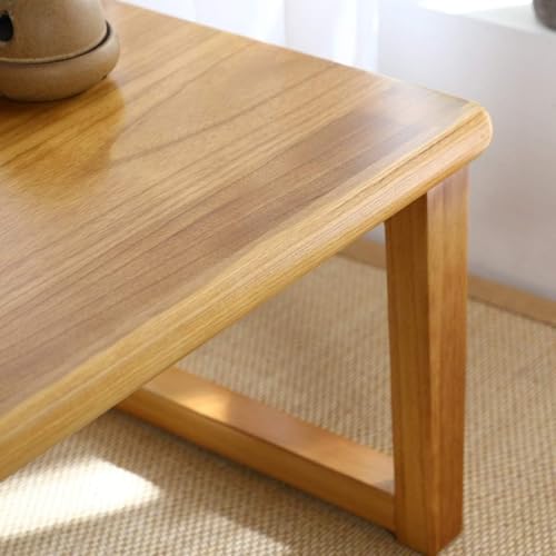 Runam Woods طاولة قهوة/شاي بسيطة منخفضة الارتفاع من الخشب الصلب على الطراز الياباني لغرفة المعيشة، طاولة تاتامي للإفطار، الكمبيوتر المحمول، الدراسة (طبيعي، 80 × 40 × 30 سم) - Image 2
