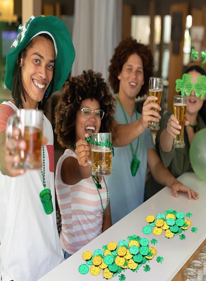 AUGSUN St. Patrick's Day Decorations Shamrock Coins, 60 Pieces Gold Green Good Lucky Coins Plastic Irish 3-Leaf Clover Leprechaun Coin for St Patricks Day Decorations Party Supplies Favors - Image 5