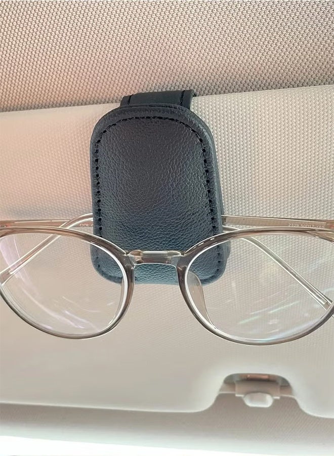 Happy D Car sun visor magnetic leather sunglasses holder - high-quality leather, strong grip, one-handed operation, easy installation - an ideal car accessory for all vehicles, black, 1 piece. - Image 3