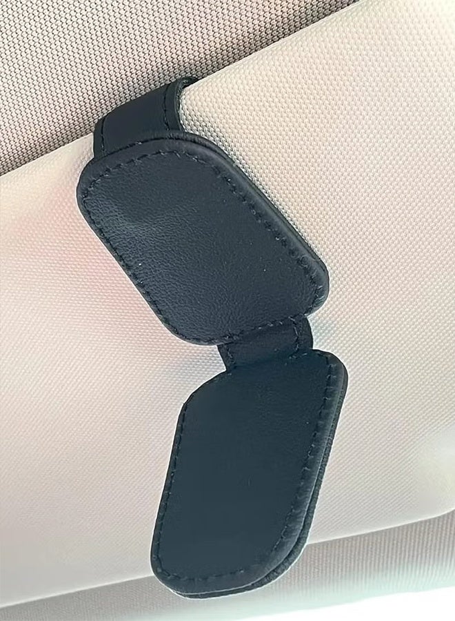 Happy D Car sun visor magnetic leather sunglasses holder - high-quality leather, strong grip, one-handed operation, easy installation - an ideal car accessory for all vehicles, black, 1 piece. - Image 5