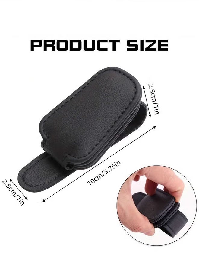 Happy D Car sun visor magnetic leather sunglasses holder - high-quality leather, strong grip, one-handed operation, easy installation - an ideal car accessory for all vehicles, black, 1 piece. - Image 2