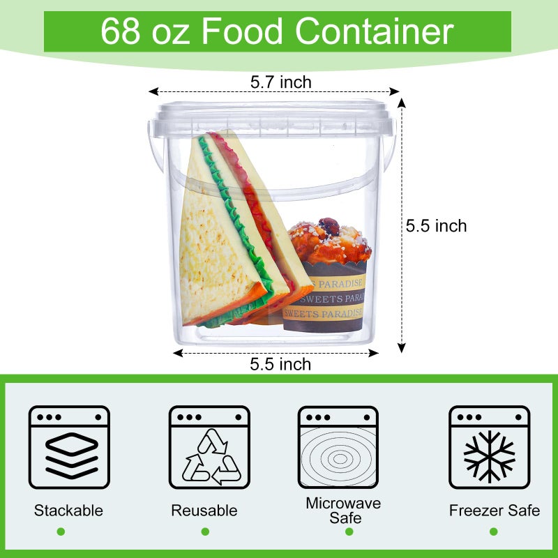 Macarrie 50 Pack 68 oz Square Deli Containers with Lids Clear Plastic Food Storage Containers Airtight Organizer Bin for Food Prep Freezer Kitchen Restaurant Supplies(68 oz) - Image 2