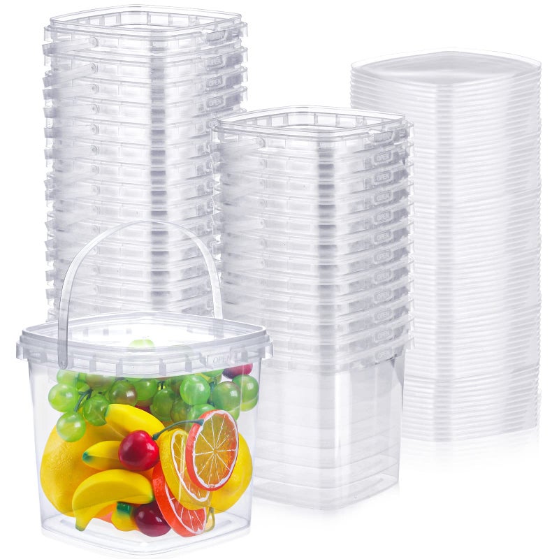 Macarrie 50 Pack 68 oz Square Deli Containers with Lids Clear Plastic Food Storage Containers Airtight Organizer Bin for Food Prep Freezer Kitchen Restaurant Supplies(68 oz) - Image 1