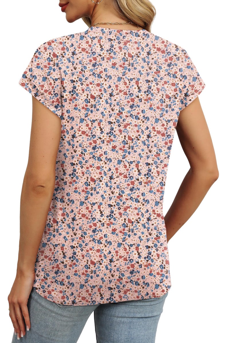 Alaroo Womens Summer Tops 2026 Trendy Tshirts Shirts Cap Sleeve Beach Vacation Clothes Fashion Floral Boho Hawaiian Print 30 XL - Image 4