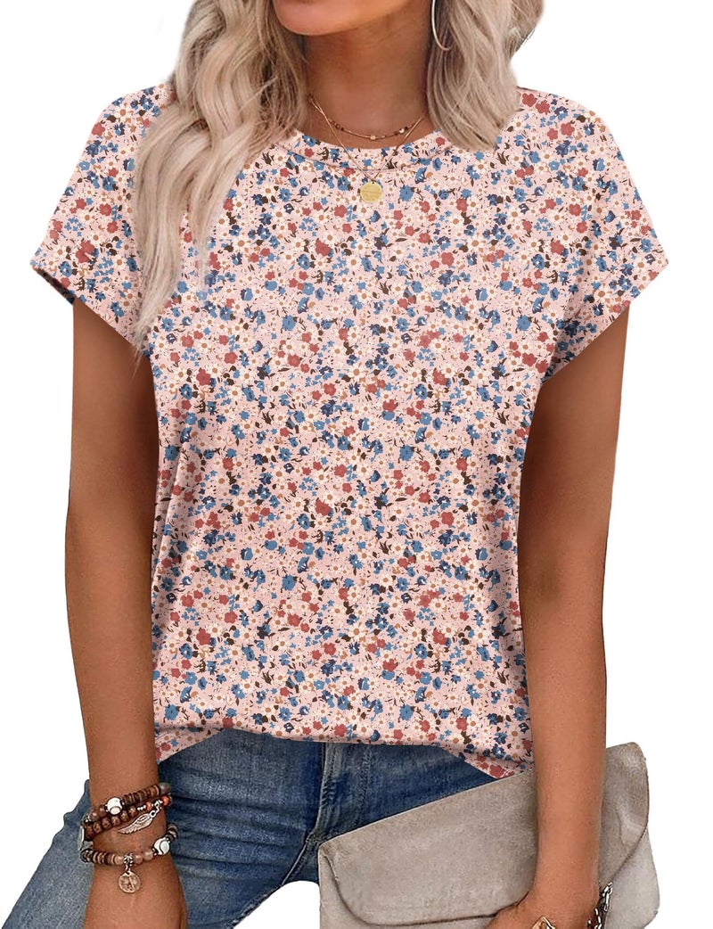 Alaroo Womens Summer Tops 2026 Trendy Tshirts Shirts Cap Sleeve Beach Vacation Clothes Fashion Floral Boho Hawaiian Print 30 XL - Image 1