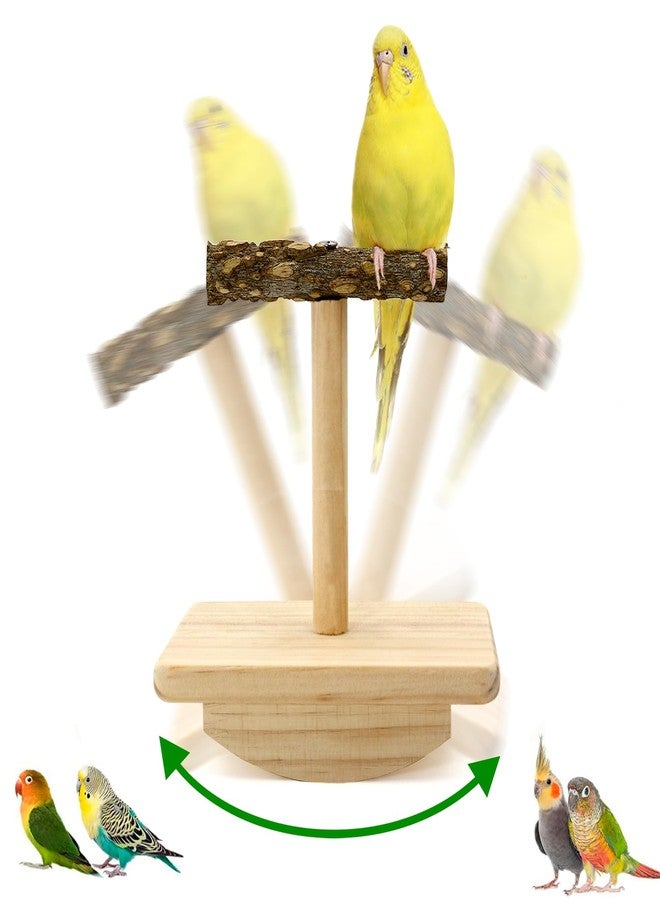 Jevnd Natural Wood Bird Perch Stand Training, Intelligence Puzzle Enrichment Toys for Parakeets, Wooden Parrot Perch Platform, Bird Playground Play Stands for Conure Cockatiel (Wood, Small) - Image 1