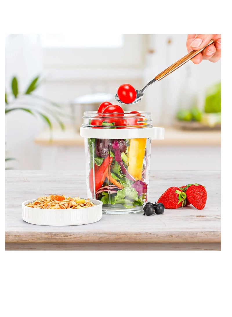 SYOSI Overnight Oats Jars, 10 oz Large Capacity with Measurement Marks Jars with Lid and Spoon Set,Good Idea for Cereal, Milk, Vegetable and fruit Salad 1 pcs white - Image 4