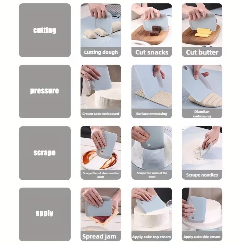 MaruHub Multifunction Dough Cutter & Noodle Knife with Spatula, Pastry Cutter, Pizza & Pasta Tool, Double-Sided Measuring Scale, Ergonomic Silicone Handle - Kitchen Gadget for Baking & Decorating - Image 4