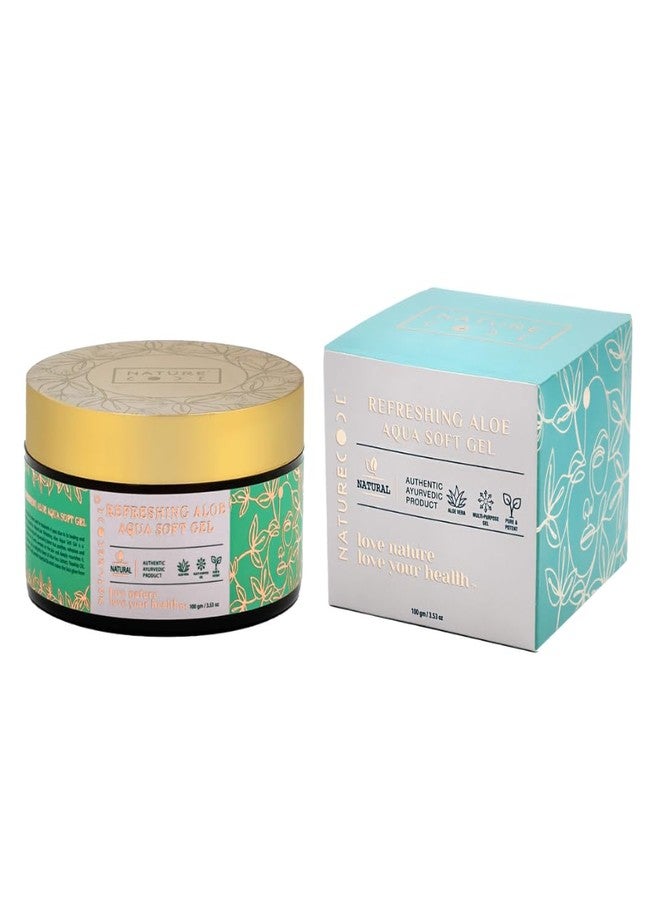 Nature Code NATURECODE Organic Aloe Aqua Soft Gel, AYUSH Approved, With Pure Aloe Vera, Lavender & Rose Oil, Hydrates, Refreshes & Brightens Skin, Paraben-Free, For All Skin Types, 100g - Image 1