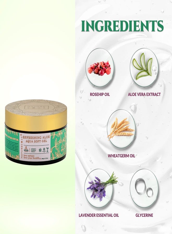 Nature Code NATURECODE Organic Aloe Aqua Soft Gel, AYUSH Approved, With Pure Aloe Vera, Lavender & Rose Oil, Hydrates, Refreshes & Brightens Skin, Paraben-Free, For All Skin Types, 100g - Image 4