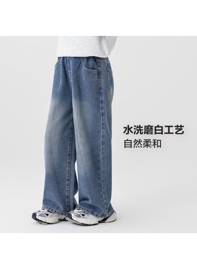 Zuoxi Girls' Jeans Spring/autumn Wide Leg Pants Kids' Straight Leg Trousers Loose Fit Long Pants Stylish Children's Wear - Image 4