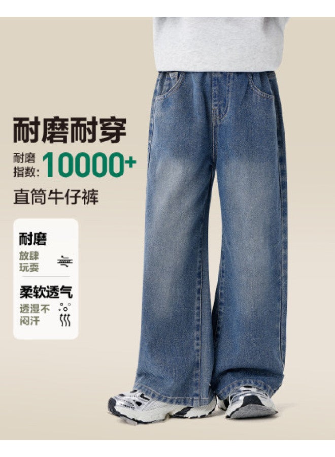 Zuoxi Girls' Jeans Spring/autumn Wide Leg Pants Kids' Straight Leg Trousers Loose Fit Long Pants Stylish Children's Wear - Image 1