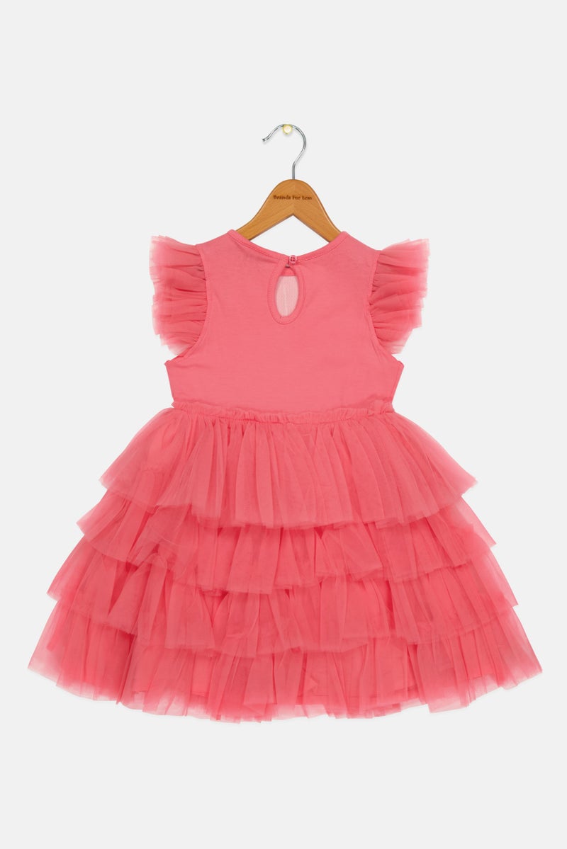 Lunamoon Toddlers Girl Embellished Dress, Pink - Image 3