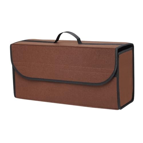 JVCV® Large Car Trunk Boot Organizer, Car Storage and Organizer Anti Slip Car Accessories Organizer for Car, Suv, Sedan, Truck, Minivan Anti Slip Bottom (Large - Brown) - Image 1