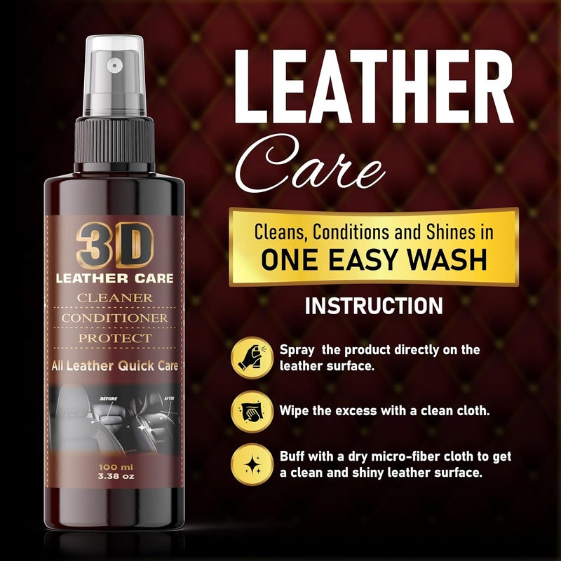SHOPYSTAR Leather Polish, Cleaner and Conditioner Cleanser Leather Conditioner Leather Furniture Sofa Car Seats Jacket Bags Belt for All Leather Polish Restorer Protectant Long Lasting Shine 100ML (2) - Image 2