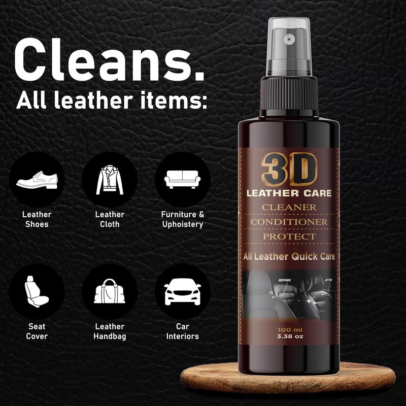SHOPYSTAR Leather Polish, Cleaner and Conditioner Cleanser Leather Conditioner Leather Furniture Sofa Car Seats Jacket Bags Belt for All Leather Polish Restorer Protectant Long Lasting Shine 100ML (2) - Image 4