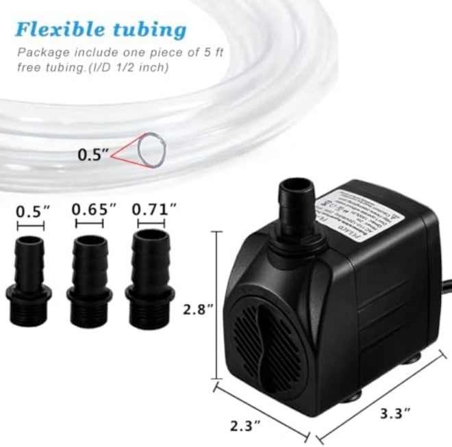 PULACO 400GPH مضخة غاطسة مع أنبوب بطول 5 أقدام، (1500 لتر/ساعة 25 واط) مضخة مياه نافورة متينة لبرك النوافير، أحواض السمك، التماثيل، الزراعة المائية - Image 4