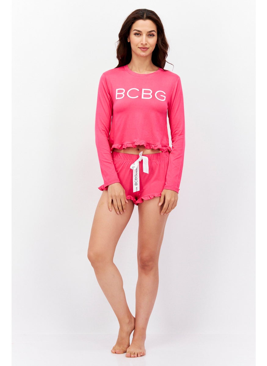 Bcbg Women 2 Pcs Brand Logo  Pyjamas Set, Pink  - Image 4