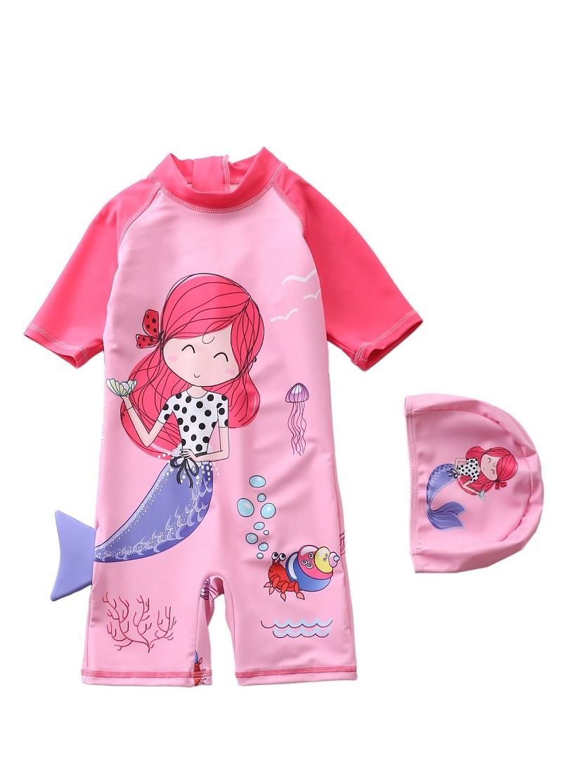 Y&D 2 piece children's swimsuit girl baby one piece surfing suit baby swimming pool girl swimsuit 70-80 cm - Image 1