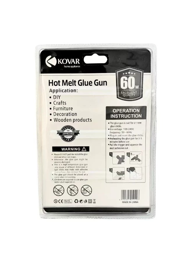 kovar Kovar Mini Hot Melt Glue Gun With Two 11mm Glue Stick For Quick Repairs 60Watt- Yellow Color  - Image 2