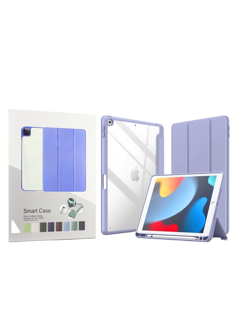 حافظة متوافقة مع iPad 10.2 بوصة (الجيل التاسع 2021/الجيل الثامن 2020/الجيل السابع 2019)، غطاء تنبيه/غفو تلقائي مع حامل أقلام (أرجواني) - Image 1