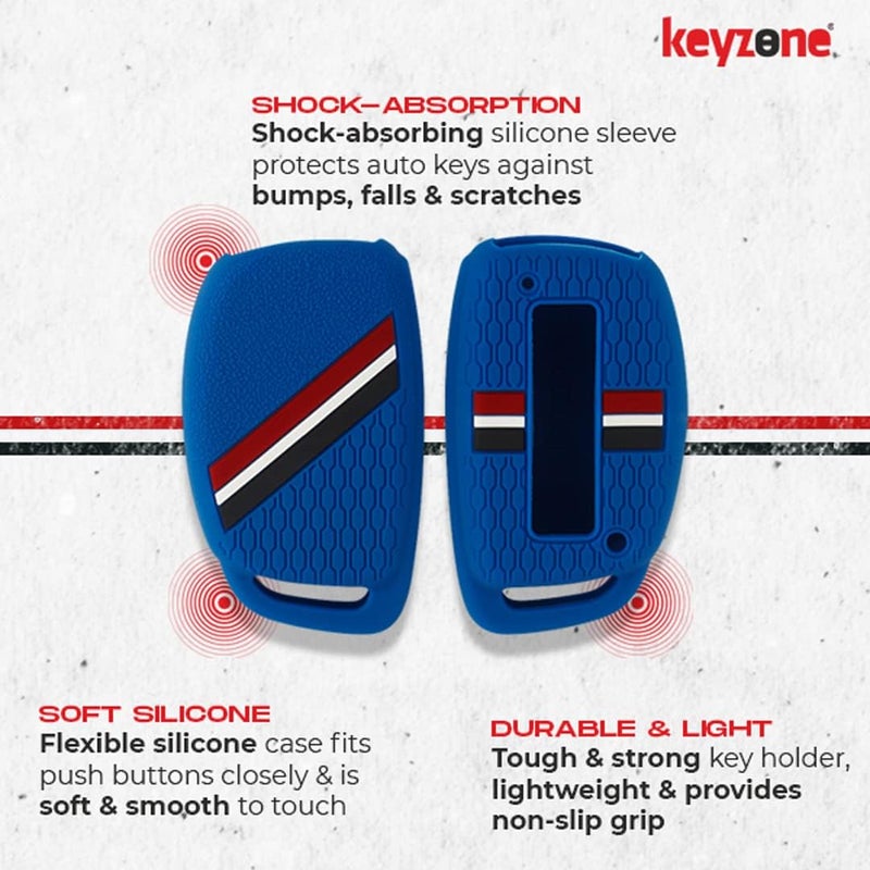 KeyZone ® Striped Silicone Key Cover Compatible for Creta, Venue, Aura, Elite i20, Grand i10 Nios, Xcent (Black, 3/4 Button Smart Key) - Image 4