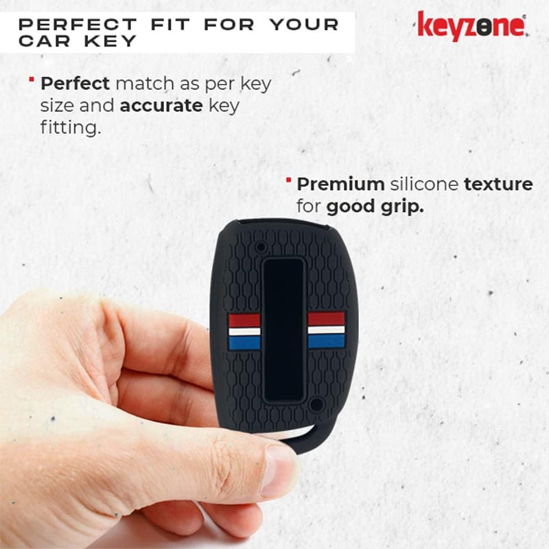 KeyZone ® Striped Silicone Key Cover Compatible for Creta, Venue, Aura, Elite i20, Grand i10 Nios, Xcent (Black, 3/4 Button Smart Key) - Image 5
