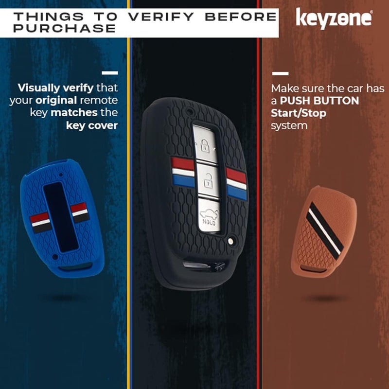 KeyZone ® Striped Silicone Key Cover Compatible for Creta, Venue, Aura, Elite i20, Grand i10 Nios, Xcent (Black, 3/4 Button Smart Key) - Image 3