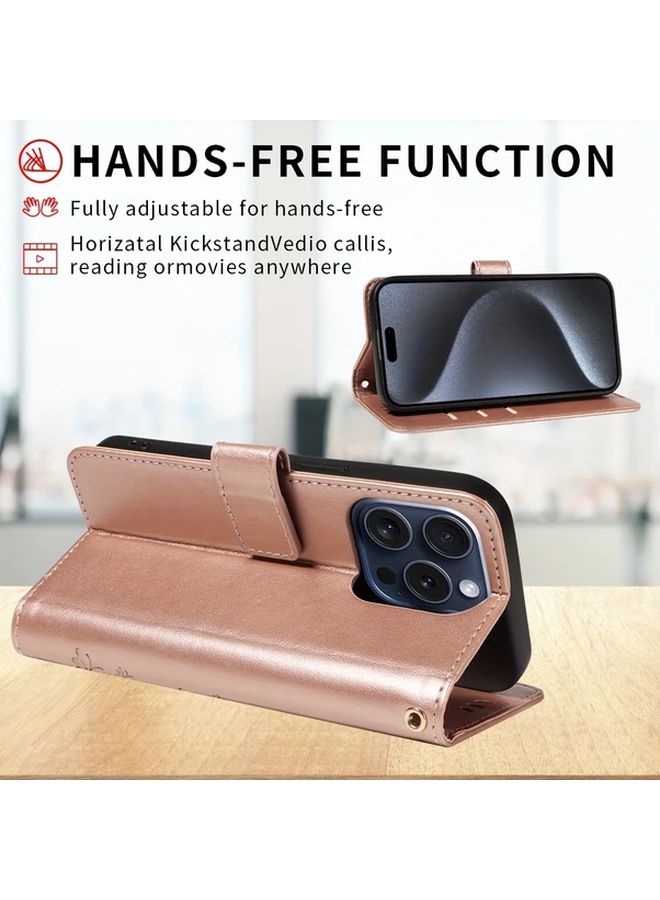 Black Leather Phone Case with Card Slot and Wrist Strap Compatible with iPhone 12 Pro - Image 4