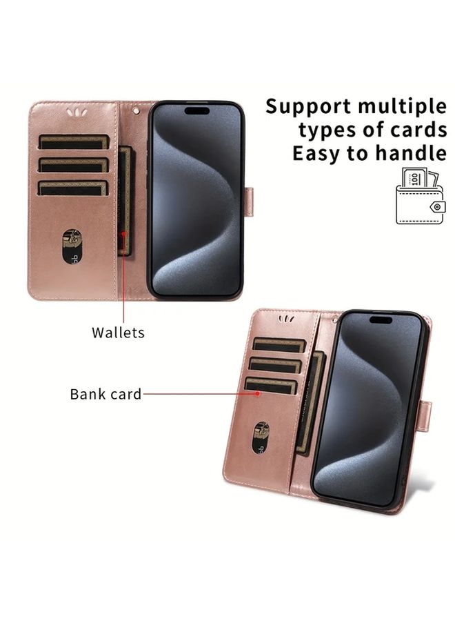 Black Leather Phone Case with Card Slot and Wrist Strap Compatible with iPhone 12 Pro - Image 5