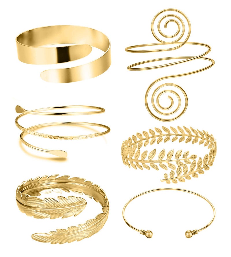RIOSO 6 Pieces Arm Cuff Upper Arm Band Cuff Bracelet Bangle for Women Adjustable Armband Set - Image 1