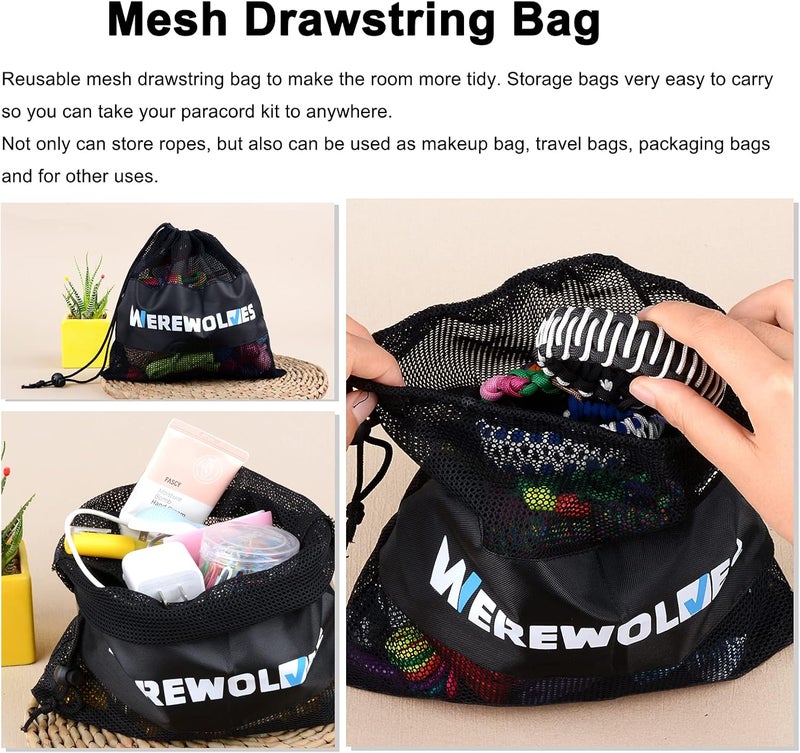 WEREWOLVES Paracord 550, 4MM Paracord 20 Colors & 2MM Micro Paracord Rope 10 Colors with Instructions Book, Paracord Bracelet Combo Crafting Kits, Parachute Cord and Complete Accessories - Image 4