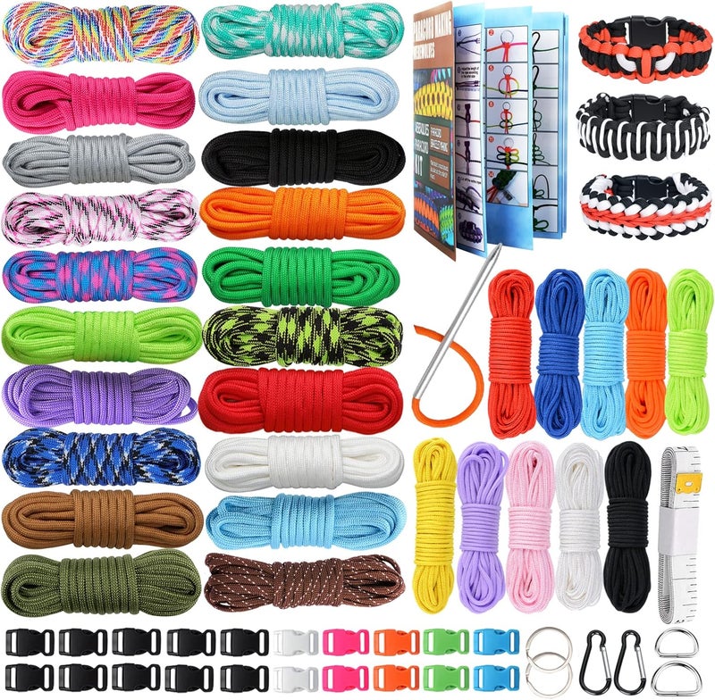 WEREWOLVES Paracord 550, 4MM Paracord 20 Colors & 2MM Micro Paracord Rope 10 Colors with Instructions Book, Paracord Bracelet Combo Crafting Kits, Parachute Cord and Complete Accessories - Image 1