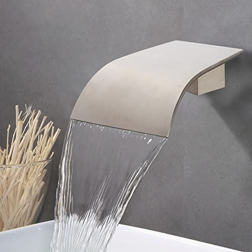AZOS High Flow Tub Spout Wall Mounted Bathtub Faucet Filler Waterfall Spout for Bathroom Sink and Tub Shower, Tub Waterfall Sprayer Brushed Nickel - Image 1