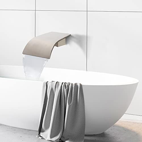 AZOS High Flow Tub Spout Wall Mounted Bathtub Faucet Filler Waterfall Spout for Bathroom Sink and Tub Shower, Tub Waterfall Sprayer Brushed Nickel - Image 3