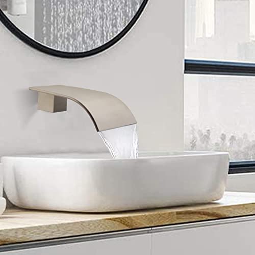 AZOS High Flow Tub Spout Wall Mounted Bathtub Faucet Filler Waterfall Spout for Bathroom Sink and Tub Shower, Tub Waterfall Sprayer Brushed Nickel - Image 5